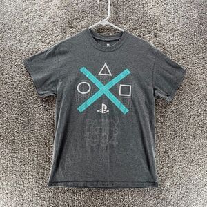 PlayStation Shirt Adult Medium Grey Sony Casual Cotton Gamer Gaming Streetwear